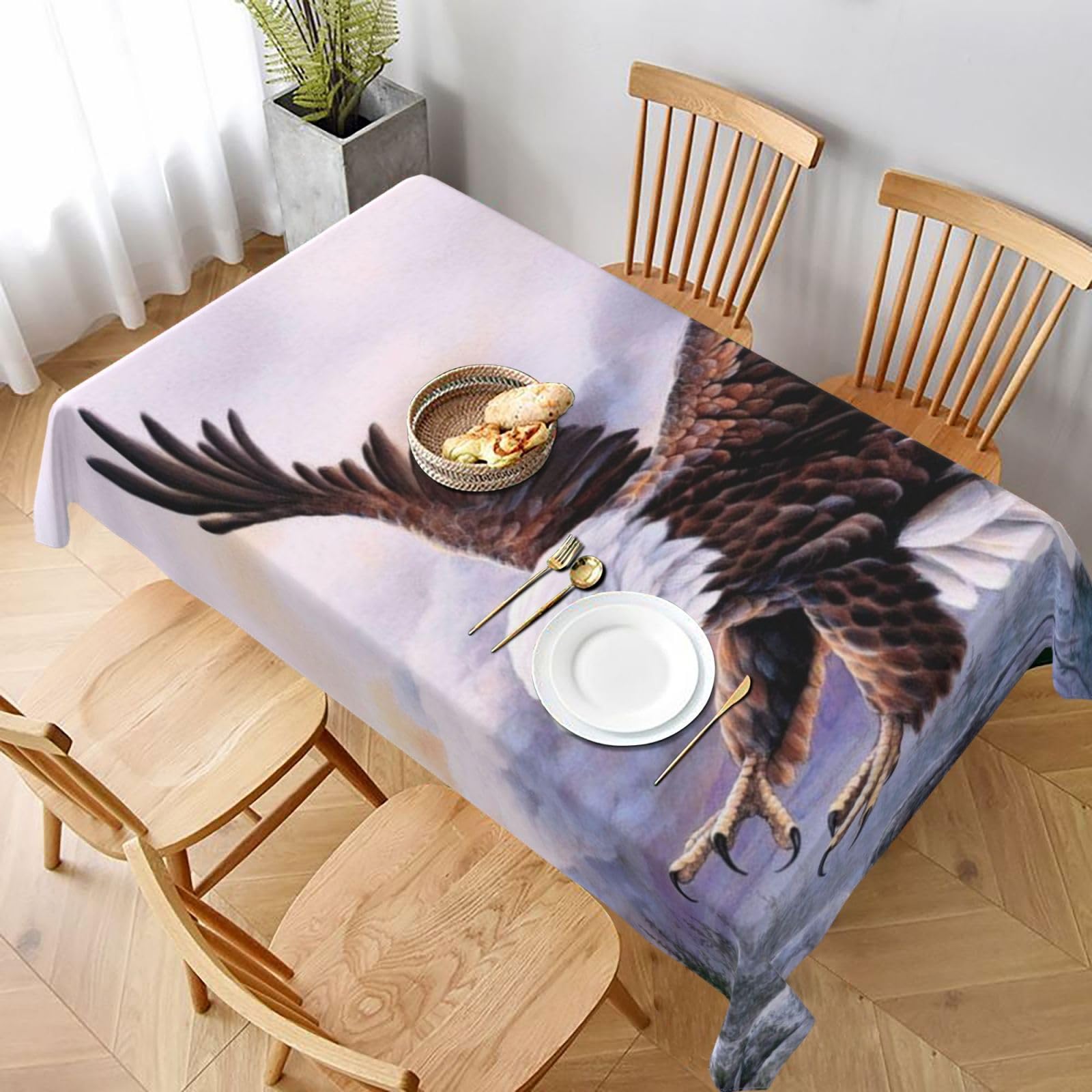 BNVSADC bald eagle Printed Rectangle Tablecloth 228x152 CM, Water Resistant Polyester Table Cloth Decorative Fabric Table Covers for Kitchen Dining Table Parties Camping