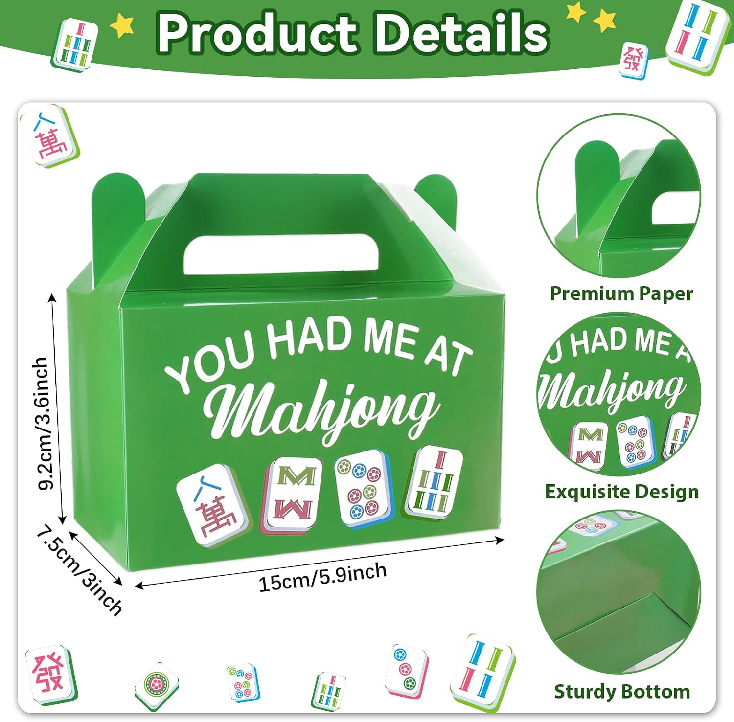 Yiaoyinnz Mahjong Treat Paper Boxes Mahjong Party Decoration Mah Jongg Goodie Gift Boxes Colorful Mahjongg Candy Box Mahjongg Gift Accessories for Player Adult Game Night Birthday Party Supplies 24Pcs image 3