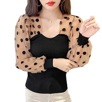 【 CO｜TE 】極美品 ドット柄シースルートップス SETUP7】ドット柄 シースルートップス 長袖 シアートップス