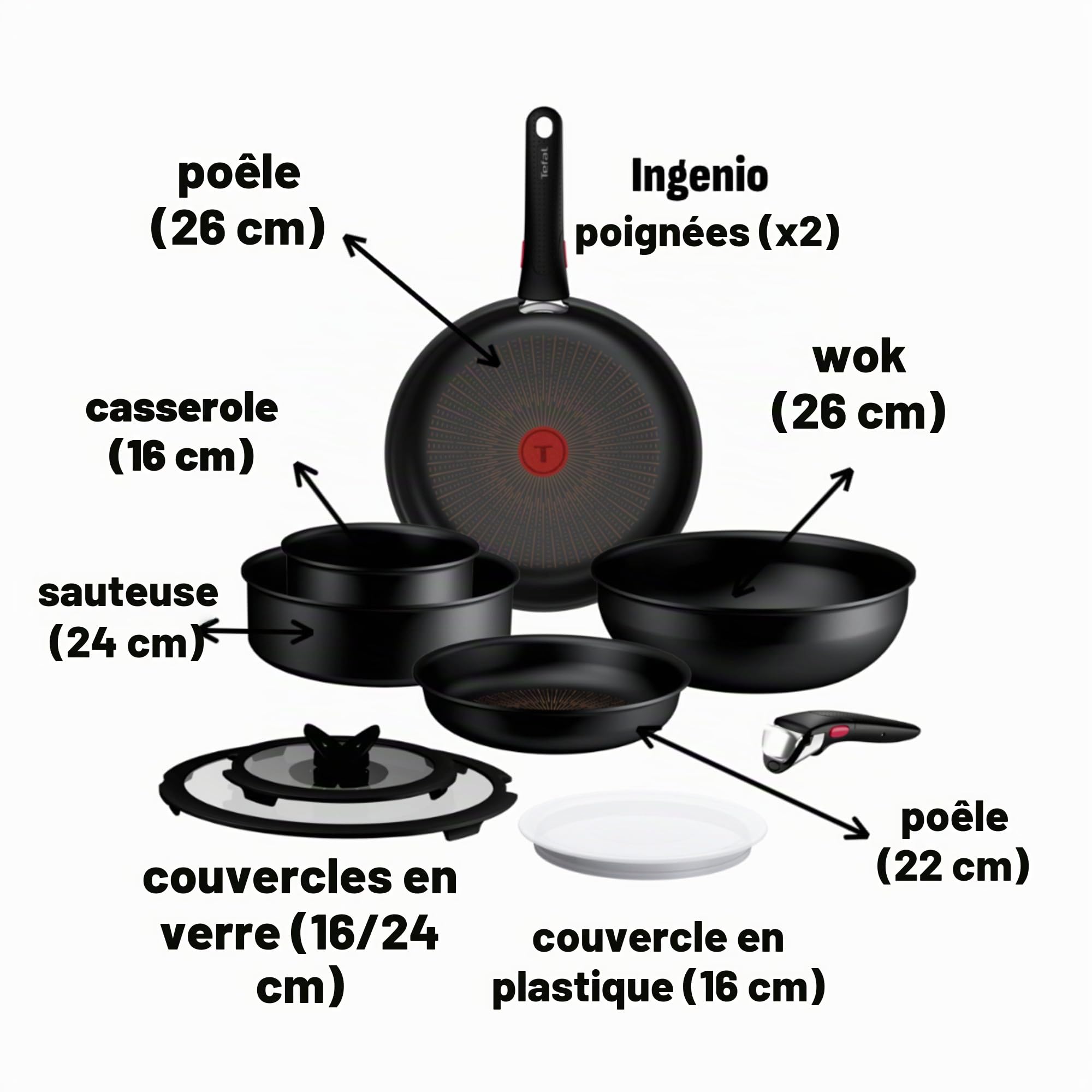 Ingenio Explore, Batterie de cuisine 10 pièces, Empilable, Revêtement antiadhésif