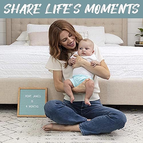 Miniatura 118 de Letrero de fieltro negro y letras blancas de 10 x 10 pulgadas Este letrero personalizable incluye 300 letras de plástico y marco de roble., Negro