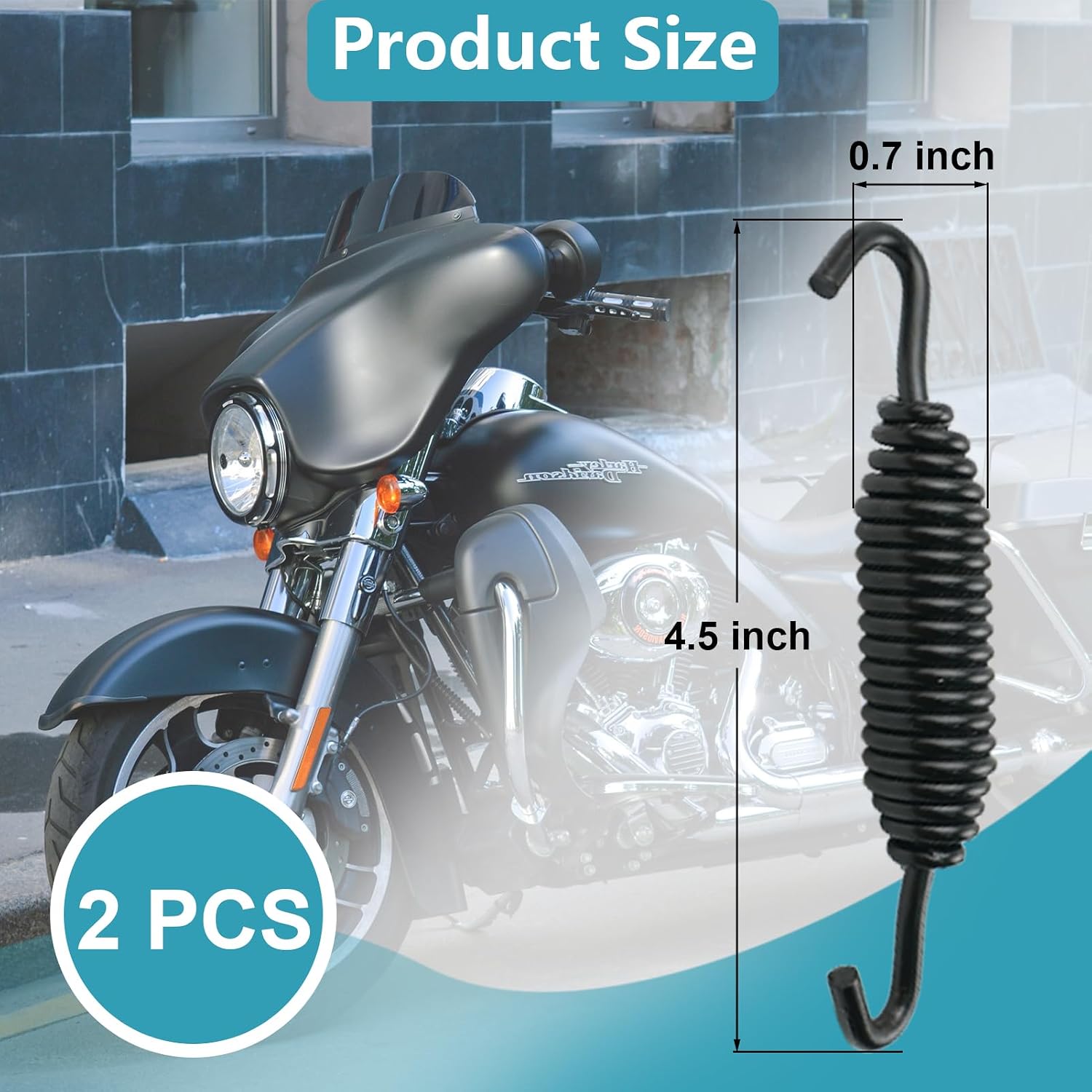 2 Pack Kickstand Spring, OEM 49725-07 Replacement, Motorcycle Kickstand Spring for Harley Touring 2007-2024 and Softail Models 2007-2018, Compatible with Road Glide, Street Glide, Electra Glide