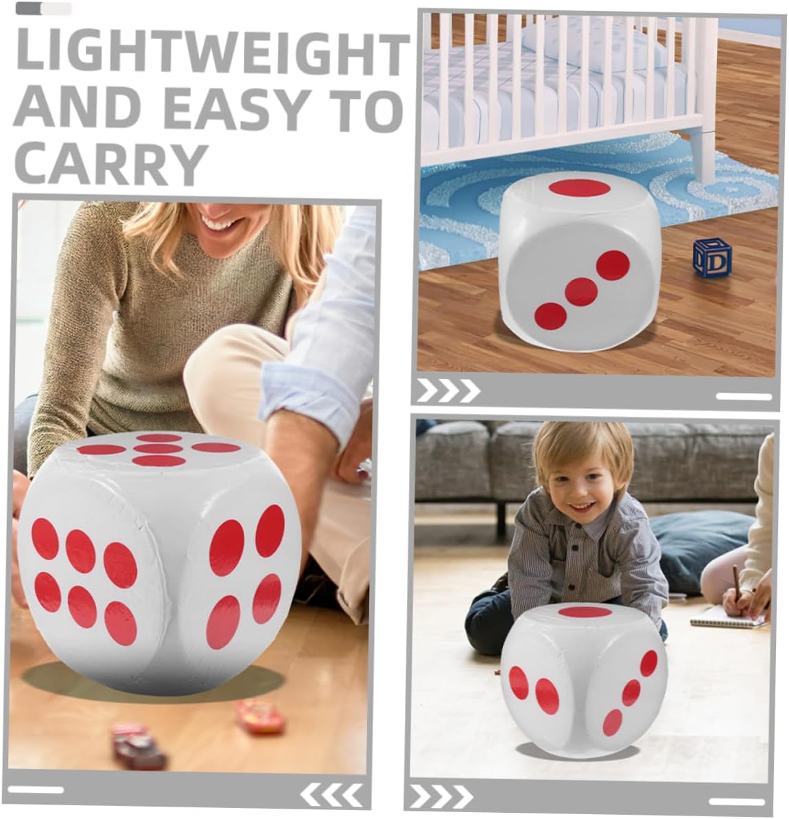 YARNOW Oversized Foam Dice for Classroom Activities and Party Games Jumbo Eva Dice for Fun Play and Lightweight for Raffles and Family Board Games White Color