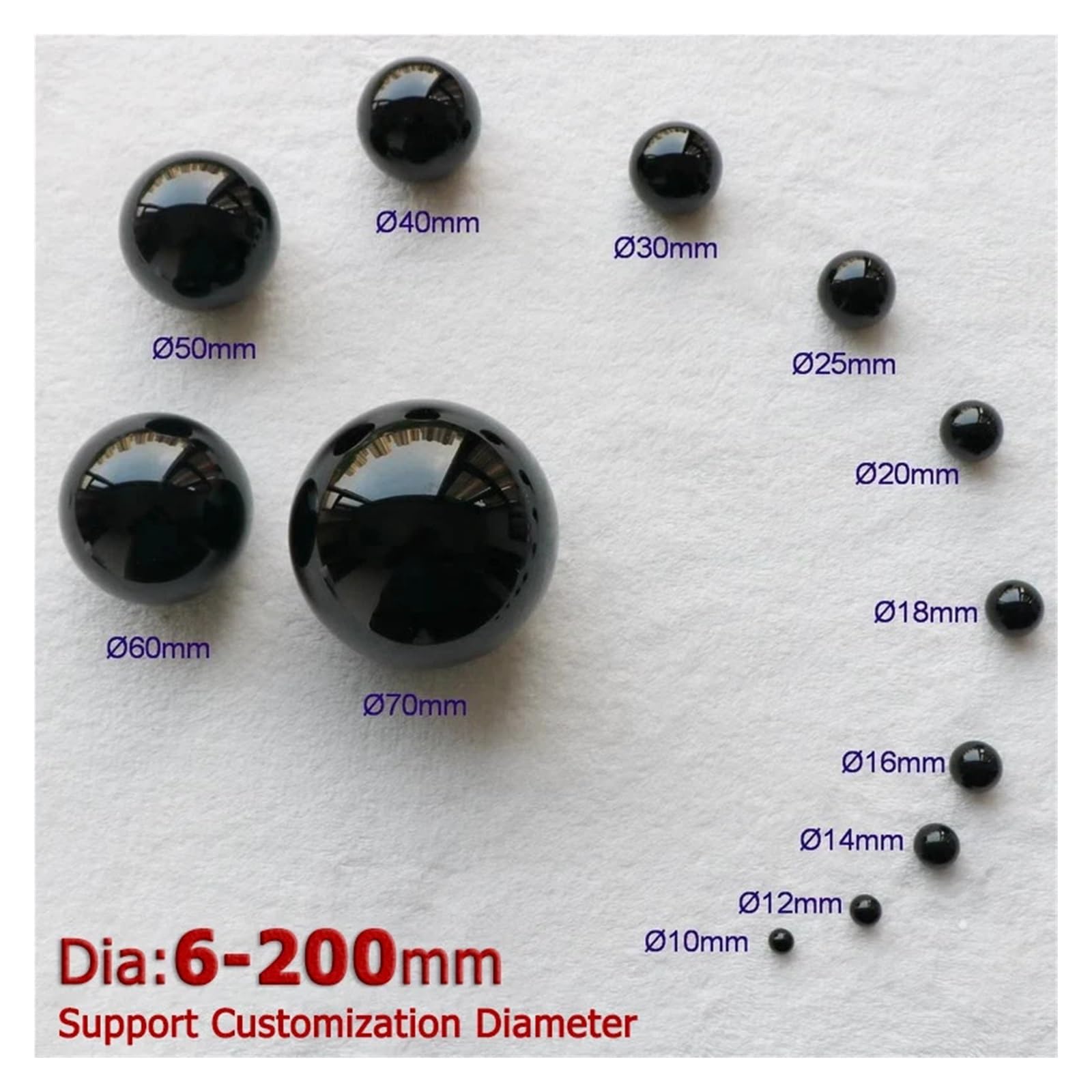 1–90 Stück Durchmesser 1–100 mm schwarze Glaskugeln, massive Kugeln/Lochkugeln, Aquariumkugeln, dekorative Kugeln, Bastelornament, 2/2,5/3/4/5/6/8/10/12–90 mm(No Hole,100mm - 1pcs)
