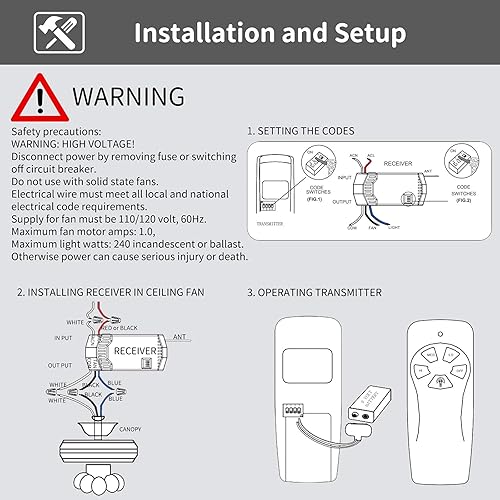 Miniatura 7 de FAN28RFAN-53T Kit + Fan-53T - Kit de control remoto universal para ventilador de techo para Harbor Breeze Hunter Hampton Bay Litex, reemplazo