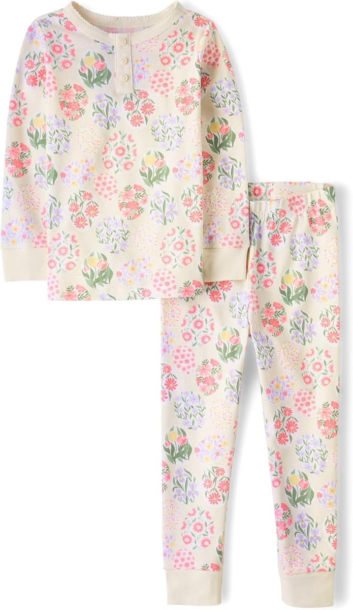 Conjunto de pijama Gymmies, camiseta y pantalones de manga larga Henley 100% algodón para niños y niños pequeños