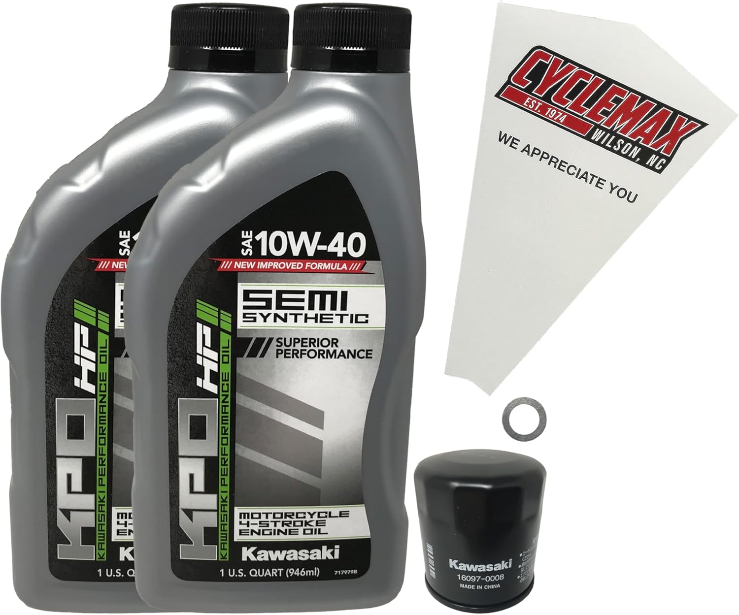 CYCLEMAX Semi Synthetic 10W-40 Oil Change Kit Compatible with 2015-2023 Kawasaki Vulcan S EN650