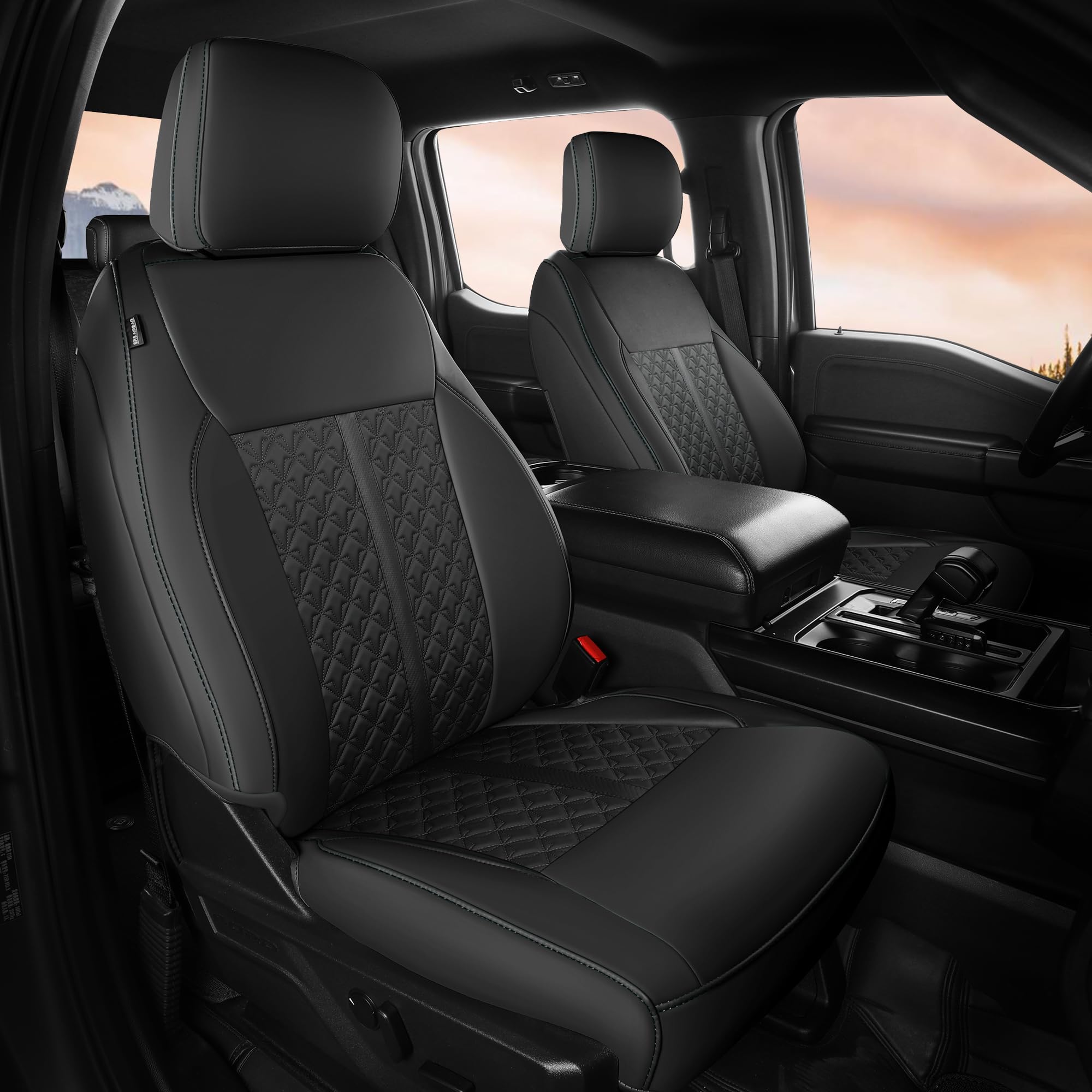 Custom for Ford F-150 Seat Cover 2021 2022 2023 2024 2025 SuperCrew - Custom-Fit Full Set Leather Truck Seat Cover for 2021-2024 F-150 XL/XLT & 2023-2025 F-250 F-350 F-450 XL/XLT Crew Cab