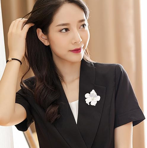 Miniatura 6 de Broche para mujer, broche de flores con cristal sintético, elegantes broches y alfileres para mujer, broches de perlas para mujer con alfileres de