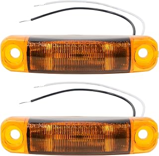 TecNiq S18-AA02-6 Low-Profile Amber LED Amber Lens Side-Marker Light-DOT Approved, PC/P2 Rated, IP68 Waterproof, 12V, Surface Mount (2 Pack) for Trailers, Work Trucks, RVs