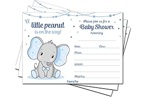 Pre-Printed Virtual Baby Shower Invitations with Envelopes (30 Pack)