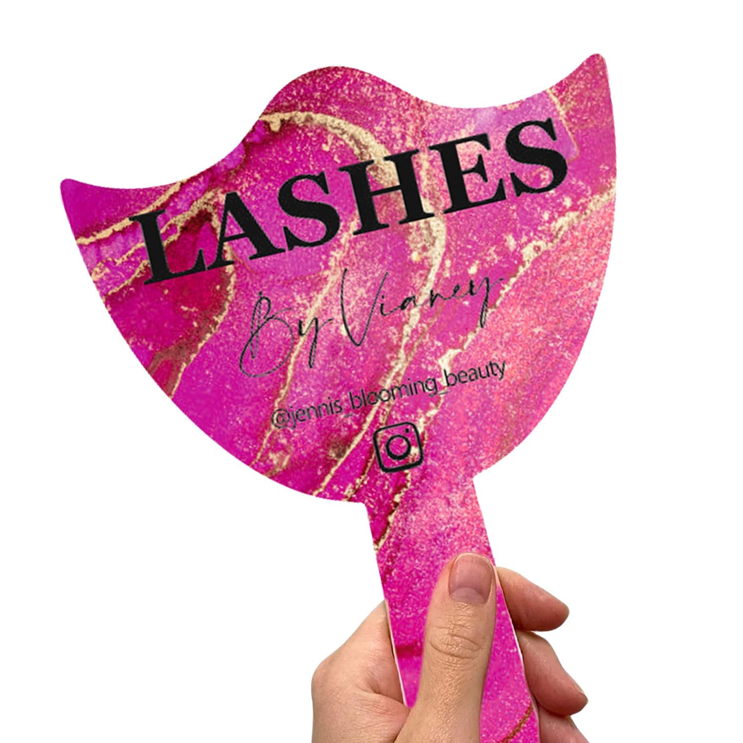 Zztingc Color4 Personalised Eyelash Technician Prop, Lash Room Decor, Lash Tech Mirror Prop, Eyelash Mirror, Handheld Mirror Social Media Prop(Color4)