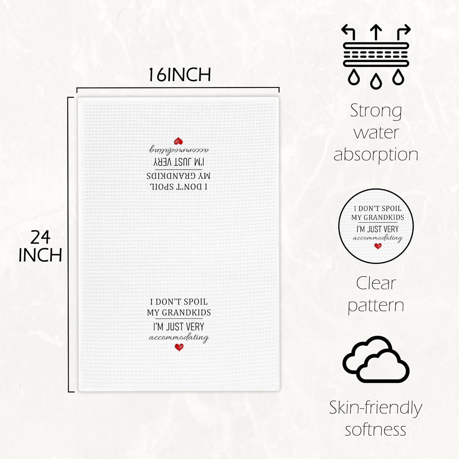 Funny Grandparents Kitchen Towels, Mother's Day Grandparents Gifts from Grandkids Dishcloths Dish Towel for Kitchen, Grandparent Gifts for Christmas Decorative Hand Towels 16x24 Inches - Image 7