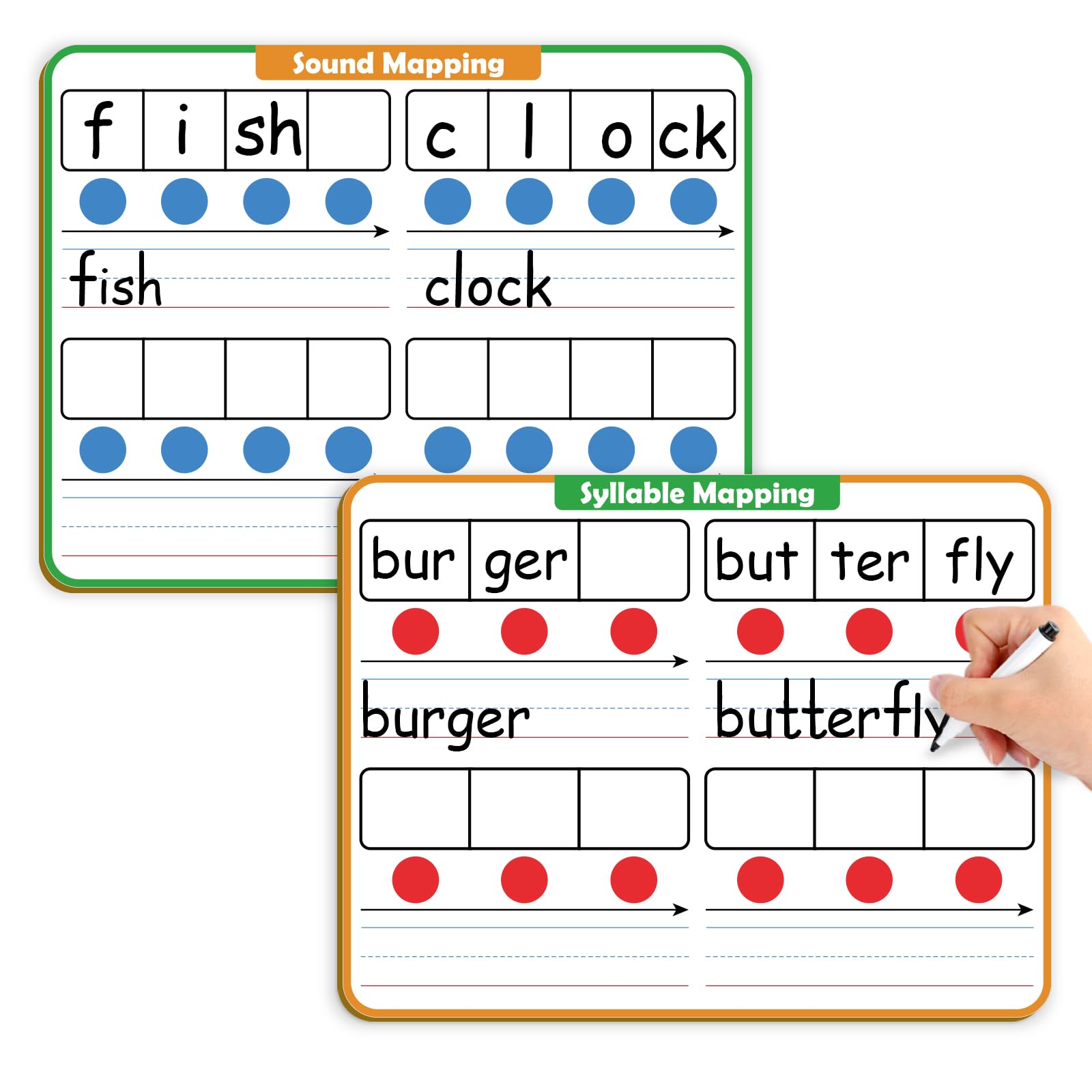 Aizweb Phonemic Awareness Dry Erase Board,9" x 12" Syllable Small Whiteboard,Speech Therapy Material Phonics Games, Letter Sound,Science Reading Manipulative,Preschool Kindergarten Classroom Must Have — image 1