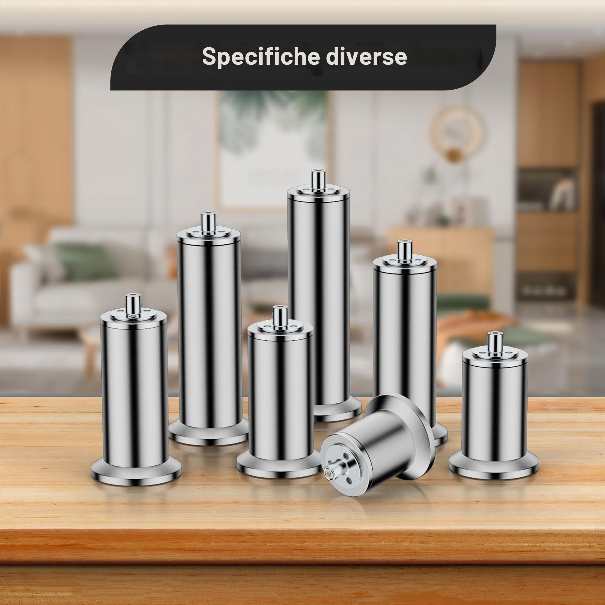 Set di 4 gambe per mobili M10, in acciaio inox, per armadio, letto, divano, tavolo, altezza regolabile, viti M10, supporto superiore a 600 kg (12,5 cm)