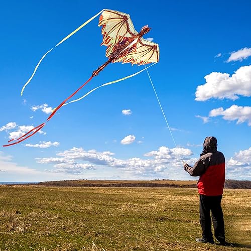 Miniatura 3 de Dragon Kite para niños y adultos y carrete de cuerda de cometa (verde borroso)