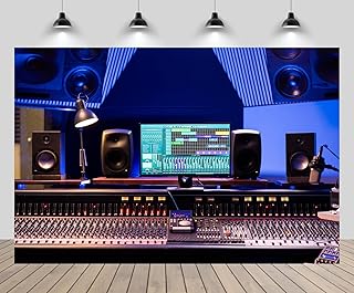9x6ft Recording Studio Backdrop Modern Mixer Table Sound Source Equipment Listening Device Operation Desk Background Singer Music Producer Party Decor Photo Booth Studio Props Wallpaper