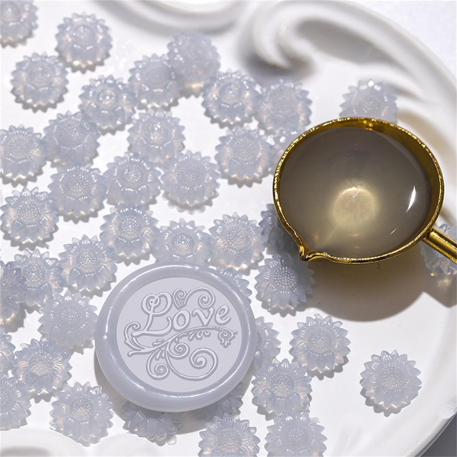 Hsioluted Pcs Sunflowers Waxes Seal Beads Translucent Sealing Waxes Beads Great for Envelopes Wedding Invitations Decoration