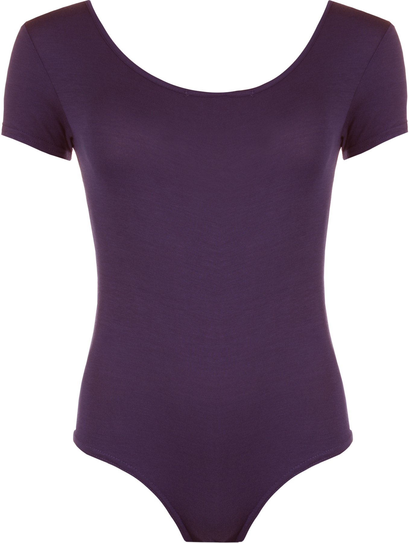 WearAll Ladies Stretch Bodysuit Top Womens Leotard - Purple - 12/14