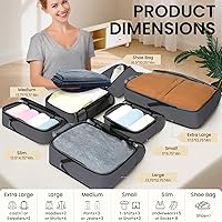 Vista 206 de BAGAIL 4 juegos/6 juegos/8 cubos de compresión para embalaje, accesorios de viaje, organizadores de embalaje expandibles (malla cuadrada, 06-beige)