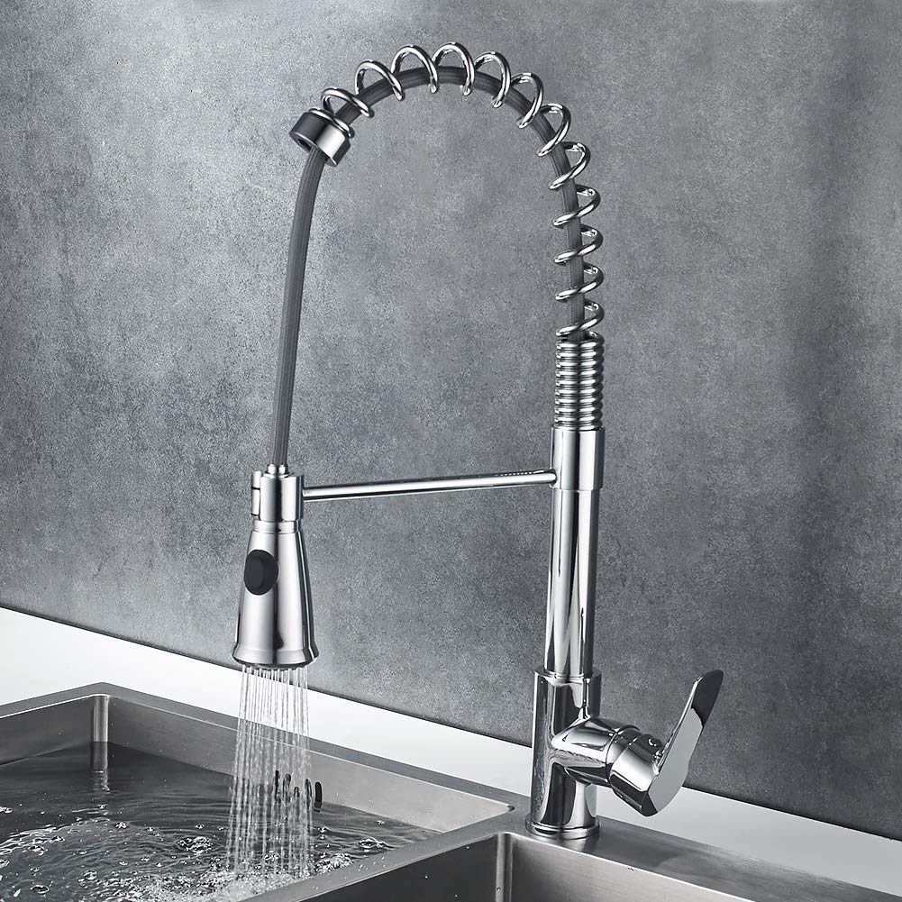 GRIFEMA Lyon - Grifo Profesional cocina con ducha extraíble, mezclador monomando fregadero, Cromo
