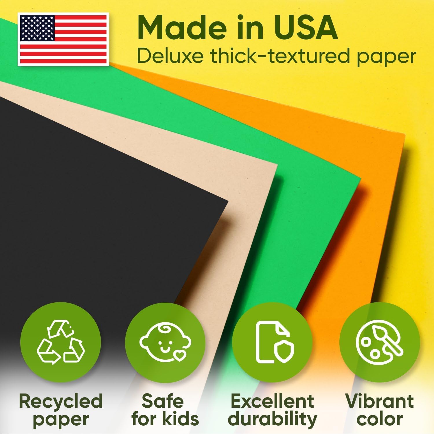 12" x 1200" (100 ft) King Lion Kraft Paper Set, 45 Lbs - Brown, Green, Yellow, Orange, Black Kraft Paper - Made in USA Color Paper for Arts & Crafts, Appliques for Kids, DIY, Origami