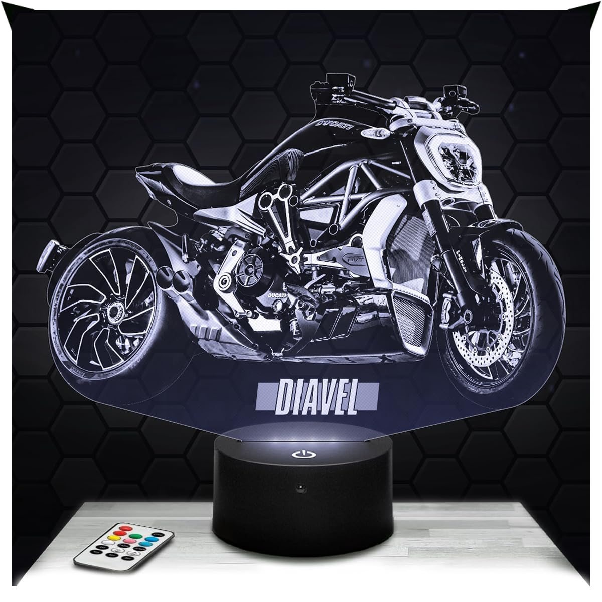 Lampephoto.fr - Moto Diavel D Biker 3D Lamp Decoration, Gift idea for Men, Moto Diavel D Object Adult Night Light Room Decor, Original Christmas, Gift Idea for Men, Gifts Merchandising