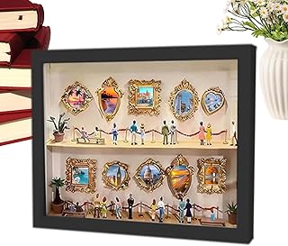 ミュージアム フォトフレーム - フィギュア展示シルエットケース,木製 ダブルレイヤー DIY ミニチュア ミュージアム ボックス | 卒業式 家庭 クリスマス 誕生日 パーティー 結婚式 バレンタインデー 彼女 彼 カップル 子供 彼氏