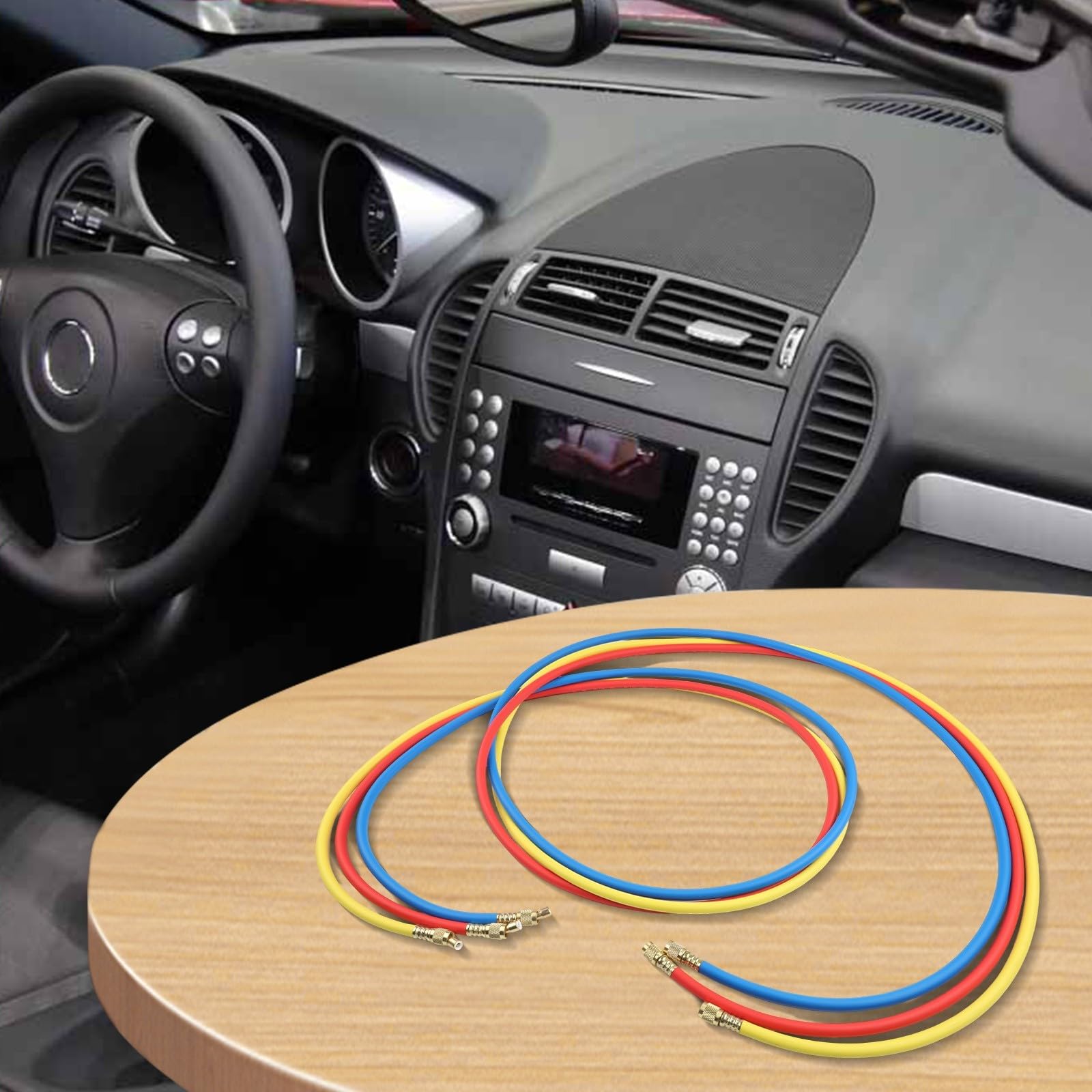 Tubo di riempimento per sistemi CA automobilistici compatibile con R410, R22 e R134a, realizzato in gomma inodore e progettato per soddisfare i rigorosi requisiti di sicurezza e pressione (3 metri)