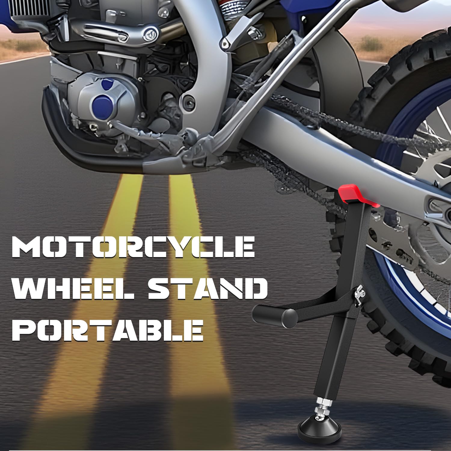 Motorrad Hinterrad Hebeständer,Motorrad Ständer Tragbarer Vorderrad und Hinterradständer Paddock Ständer Kettenrad Reinigungs Rollenständer Universal Motorrad-Rot