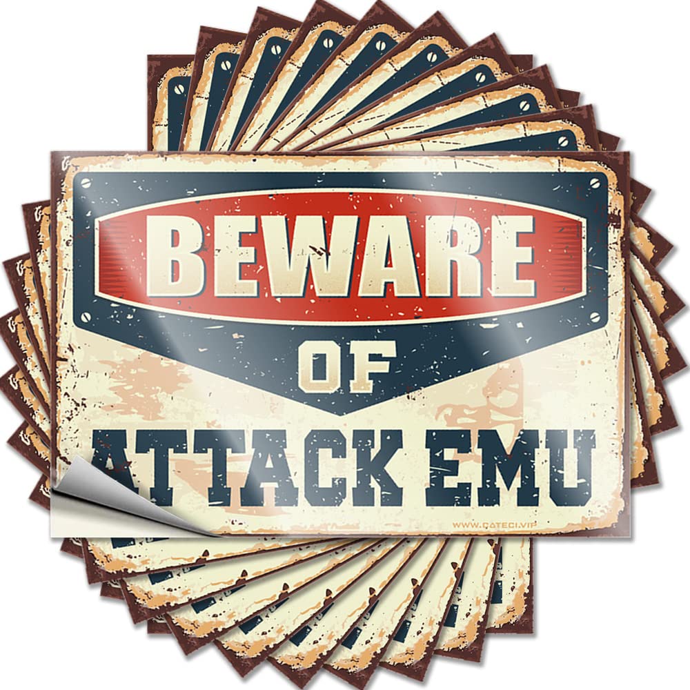 Bumper Sticker Beware of Attack Emu Funny Sticker 10 Pcs Inappropriate Stickers Car Decals(6X9CM)