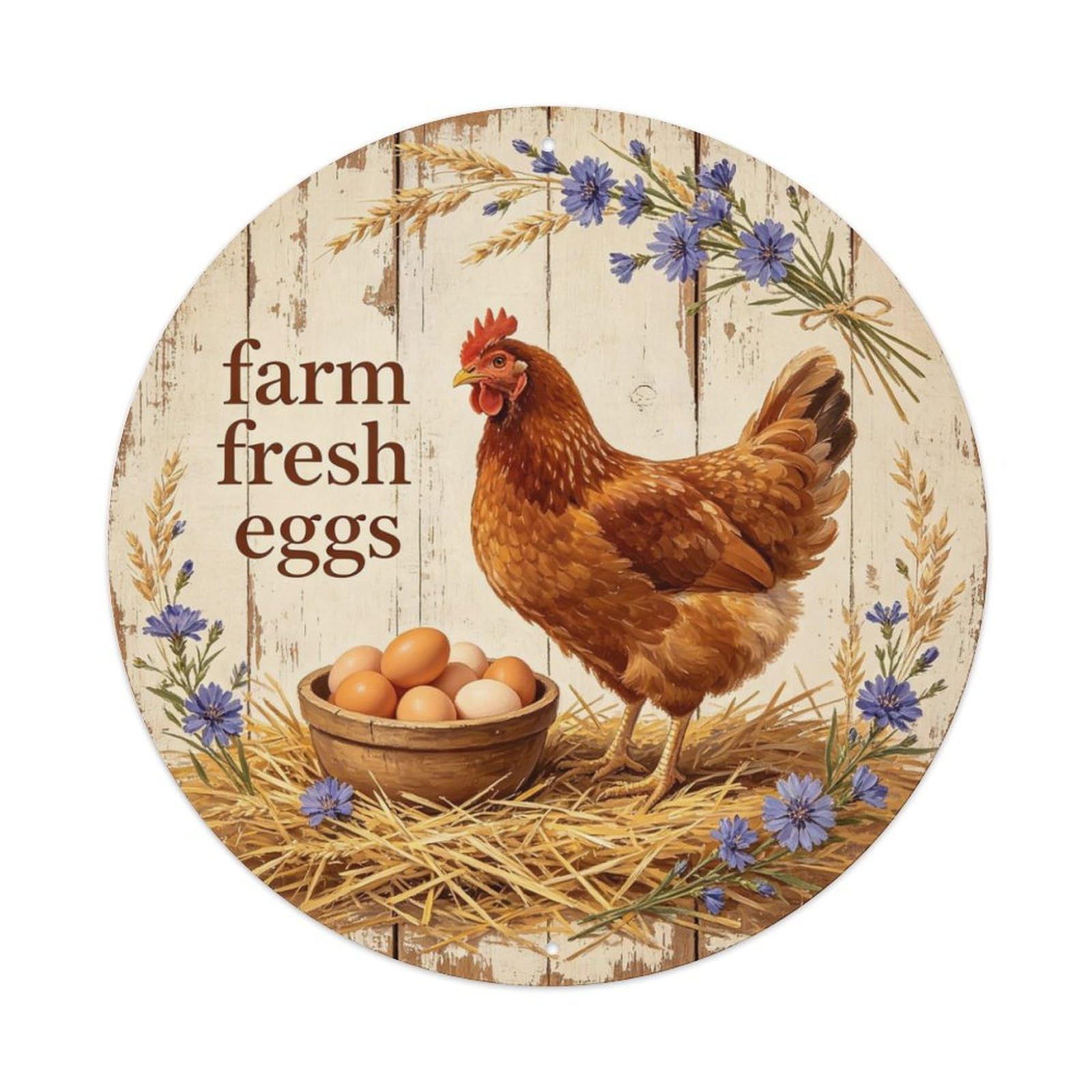 Arm Fresh Eggs Metal Tin Sign Plaque