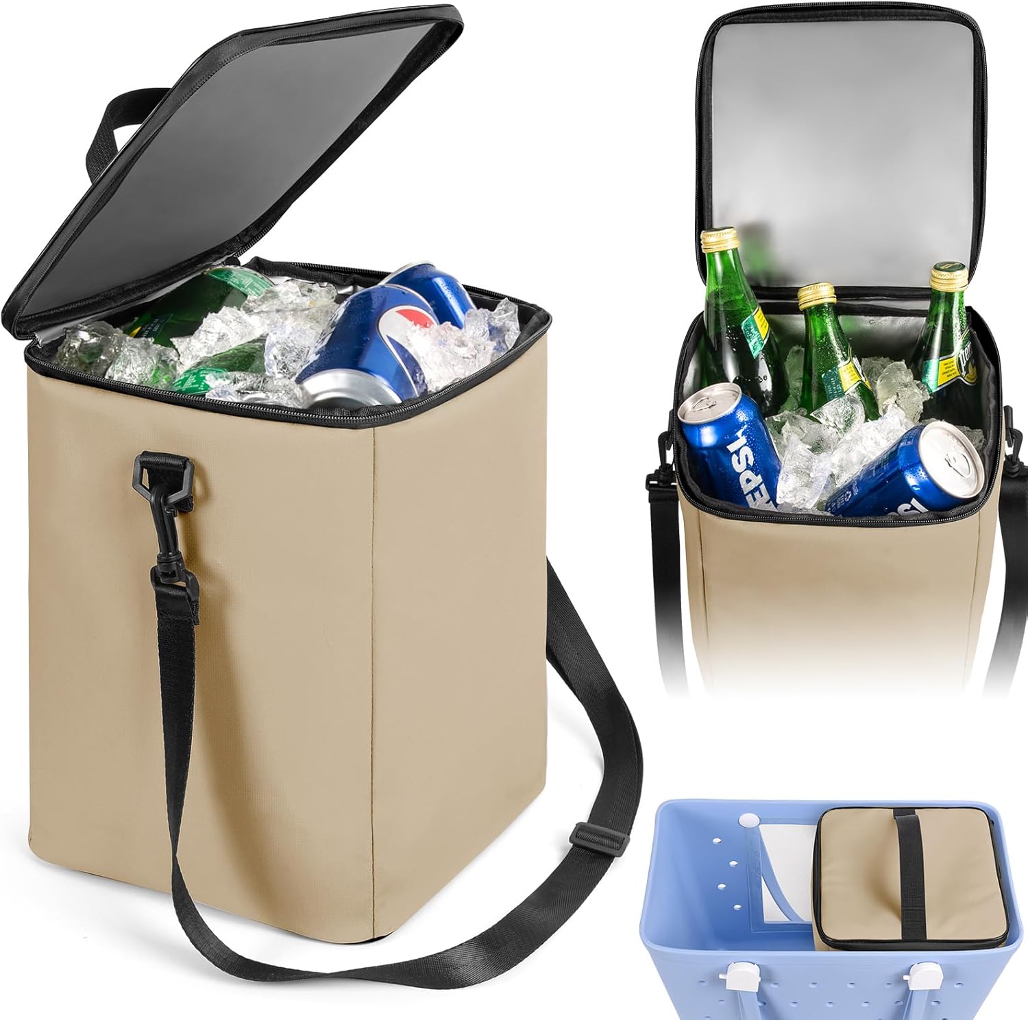 Cooler Insert for Bogg Bag XL Tote – Large Organizer Insert with Mesh Divider, Cup Holder & Waterproof Pouch — Beach, Camping, BBQ, Picnic