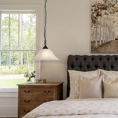 Miniatura 6 de Lámpara colgante vintage de enchufe, luces colgantes con cable de enchufe, cable de 16.4 pies y cadena de 14.7 pies regulable, lámpara colgante