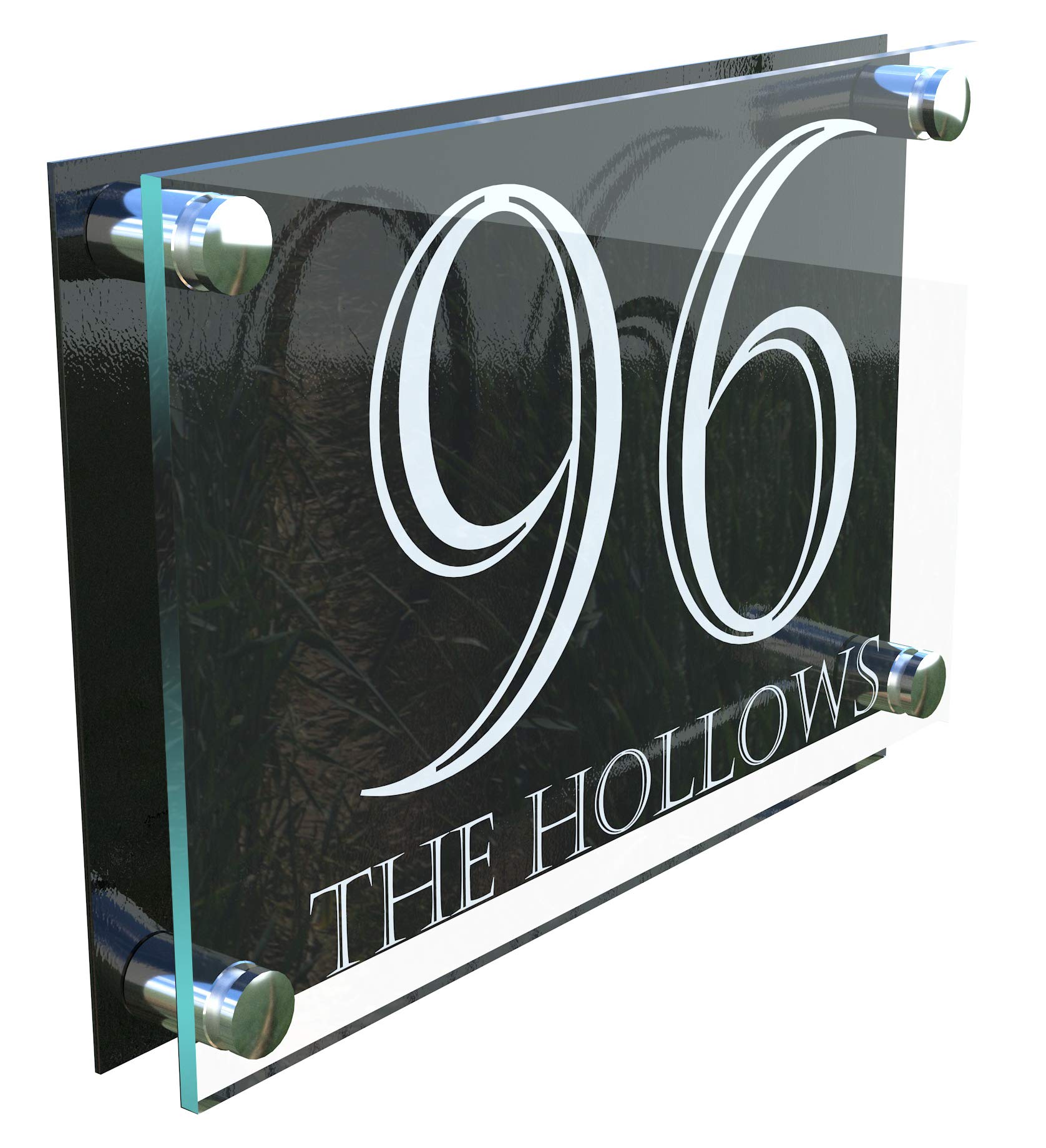 LARGE A4 Modern Perspex Steel Aluminium Perspex Acrylic House Number Wall Plaque Sign
