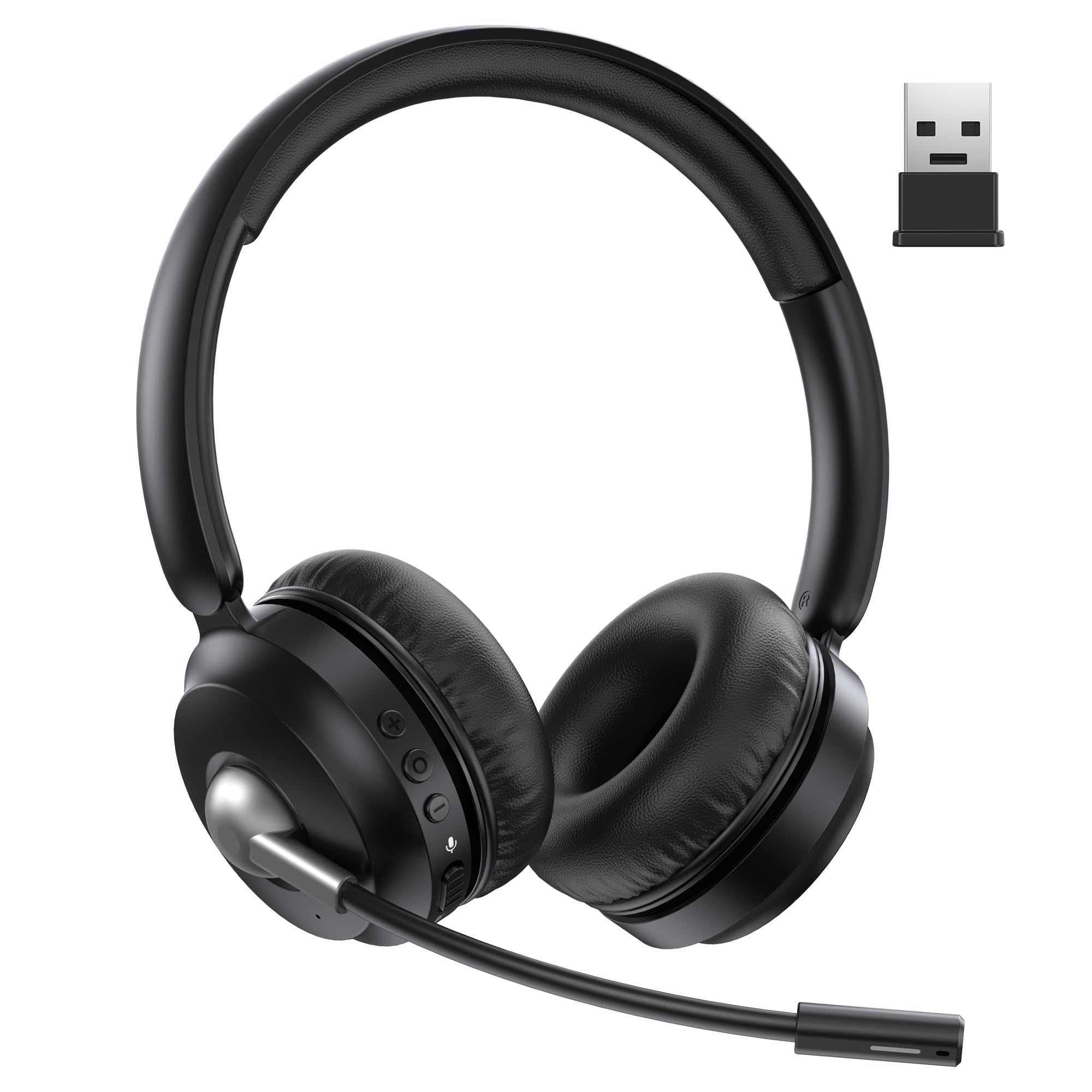 TECKNET V6.0 Cascos Inalámbricos Bluetooth con Doble Conexión, Auriculares con Micrófono,Cancelación de Ruido ENC, Botón de Silencio, hasta 50 Horas, för dator PC/Laptop/Mac