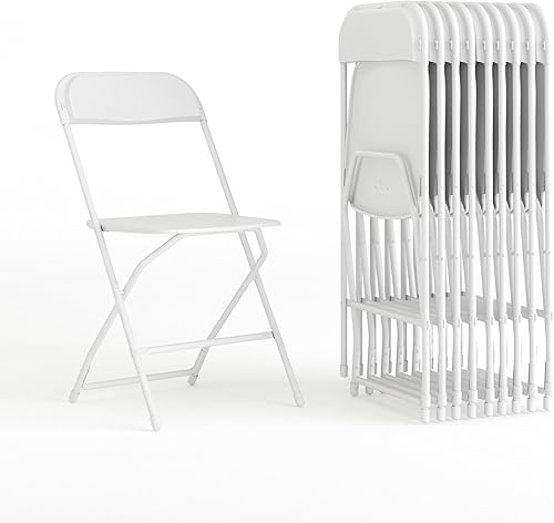 Flash Furniture Hercules Set of 10 Indoor/Outdoor Heavy-Duty Plastic Folding Chairs, Foldable Commercial Stacking Chairs with 650-lb. Static Weight