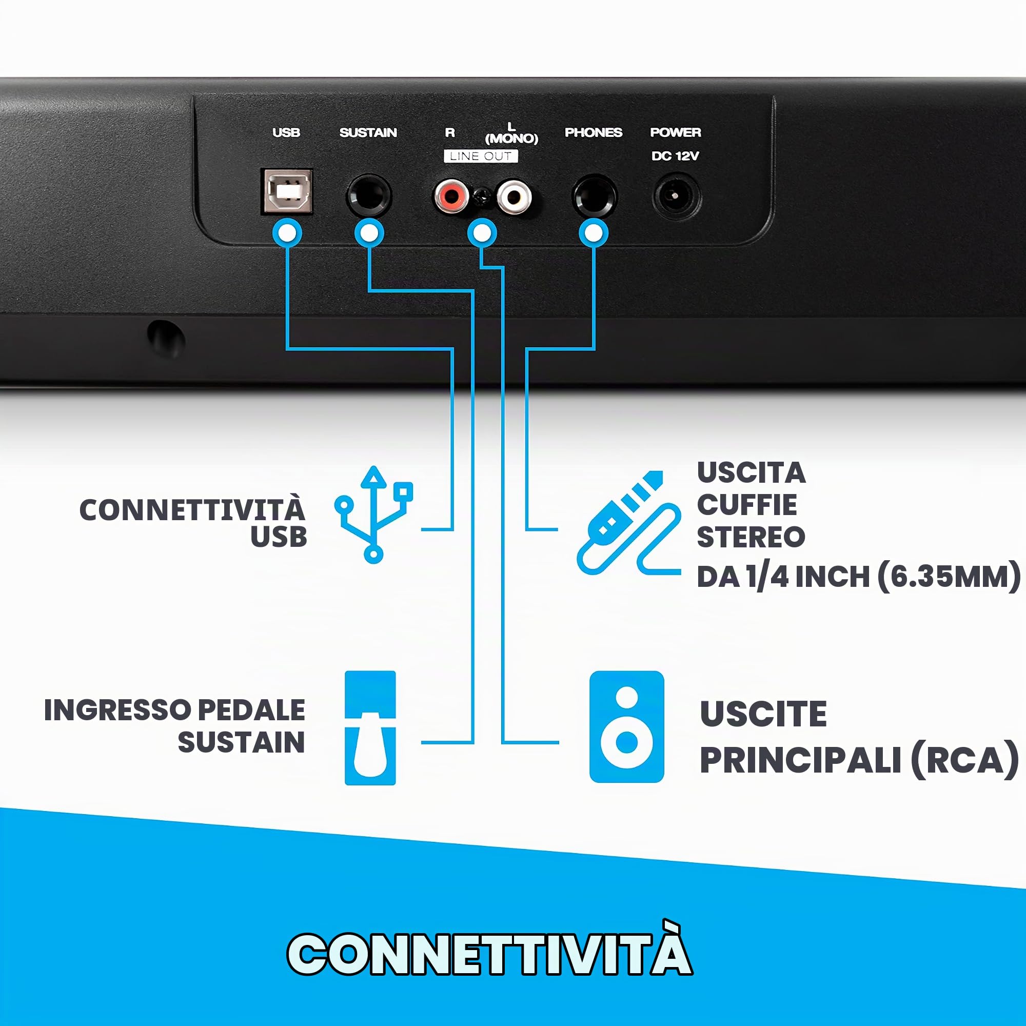 Alesis Recital + M-Audio SP-2 - Pianoforte Digitale con Casse, 5 Suoni, 88 Tasti Semi Pesati, 3 mesi di Lezioni Gratis + Pedale di Sustain Universale Nero
