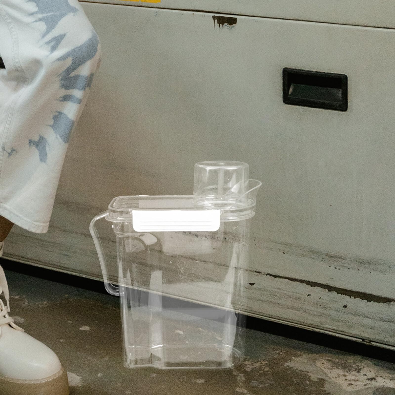 WOONEKY 2 Szt. Częściowy Przezroczysty Pojemnik Do Przechowywania Proszku Do Prania z Uszczelnianą Pokrywą Duży Szczelny Pojemnik Detergent Prania Organizacji i Pralni