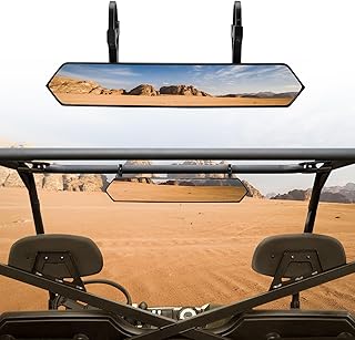 UTV Center Rear View Mirror, Aluminium alloy Convex Mirror fits 1.65"-2" Roll Bar Mount Compatible with Polaris RZR, Can am X3, Honda Pioneer, Kawasaki Mule, Yamaha
