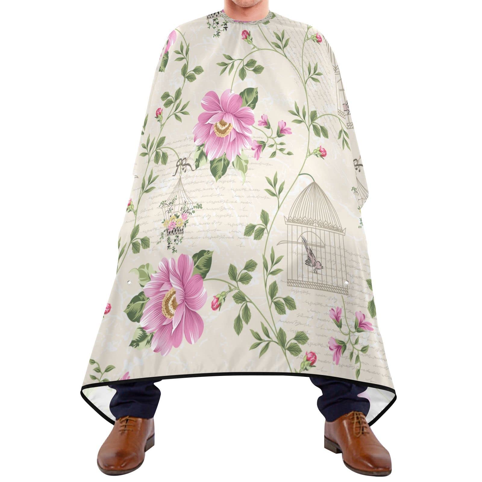 Capa De Peluquería Profesional 140x168cm, Pájaro De Flores Vintage Capa De Corte De Pelo Impermeable Personalizada Capa De Barbero Profesional, Para Hombres, El Cabello