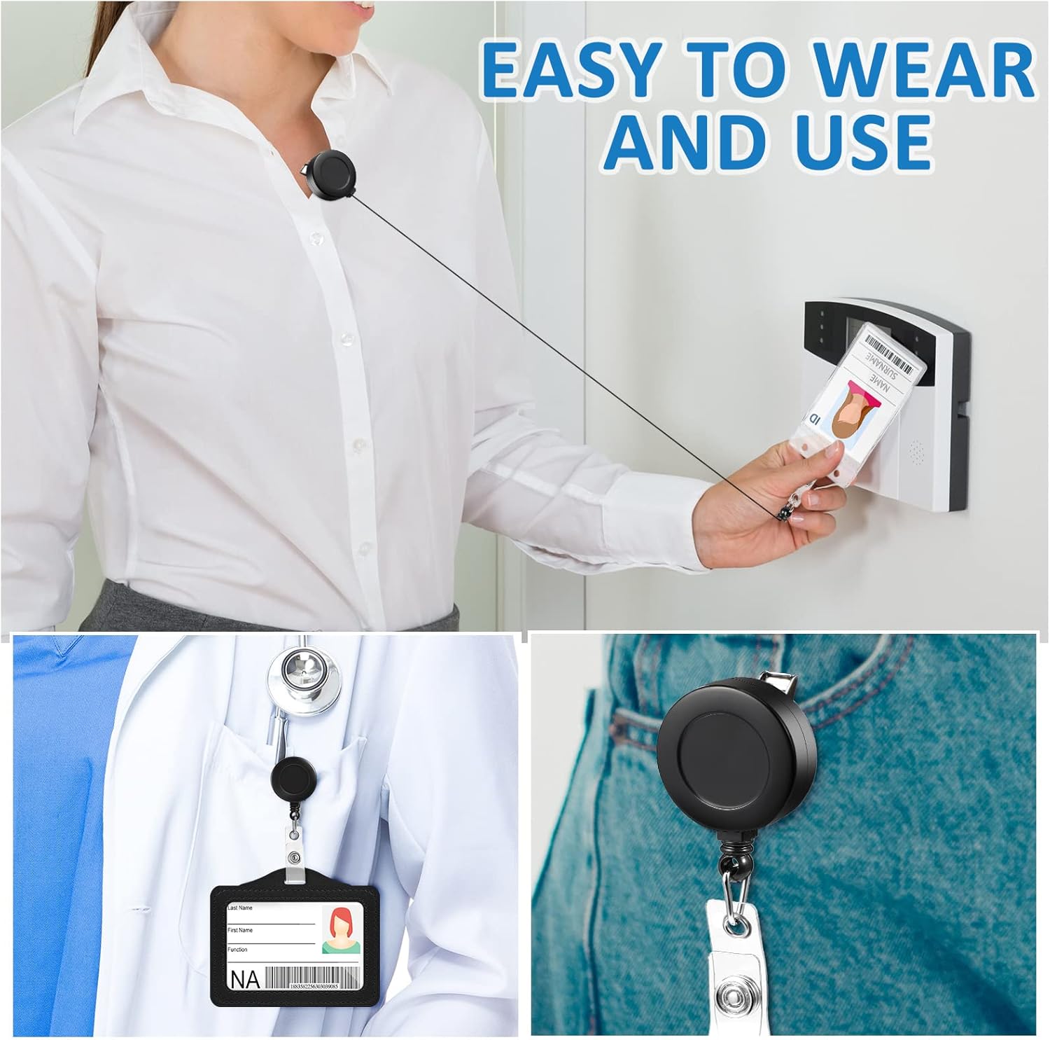 Mimorou 300 Pcs Black Retractable Badge Reels Bulk Holders Reels Clip with Alligator Swivel Clip by ID for School Office Supplies - Image 5