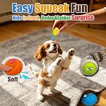 HOLYSTEED Small Latex Squeaky Dog Toys with Smile Face, Flat Balls, 6-Pack | Easy to Pick Up, Soft Rubber, Loud Squeak, Floatable, Fetch Playing for Frenchie Poodle Cavalier Chihuahua Havanese Bichon