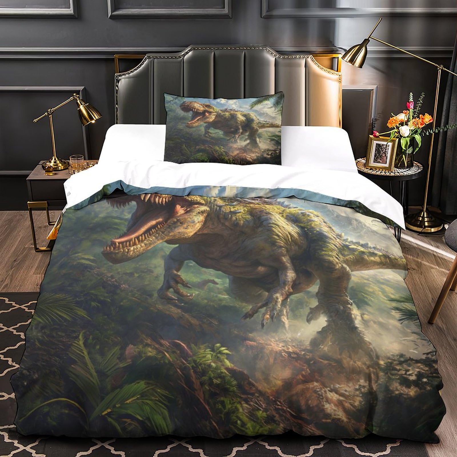 Parure de lit dinosaure 3D microfibre douce et respirante