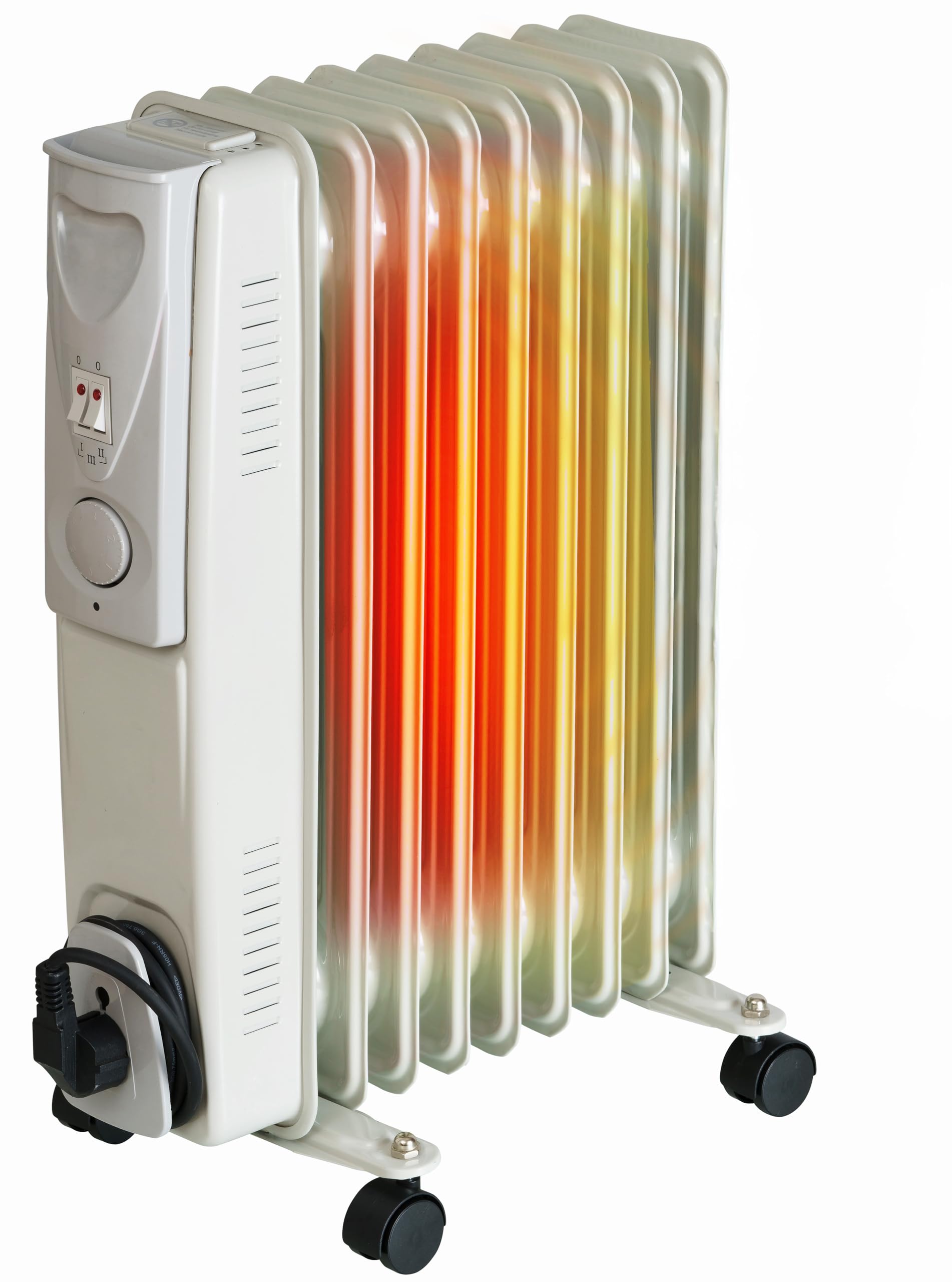 Brollux Riscaldamento a olio elettrico 2000 W OH-09, riscaldamento elettrico a 9 lamelle, termostato, grigio