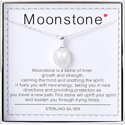 Sterling Silver White Moonstone Necklace New Beginnings Gifts for Women