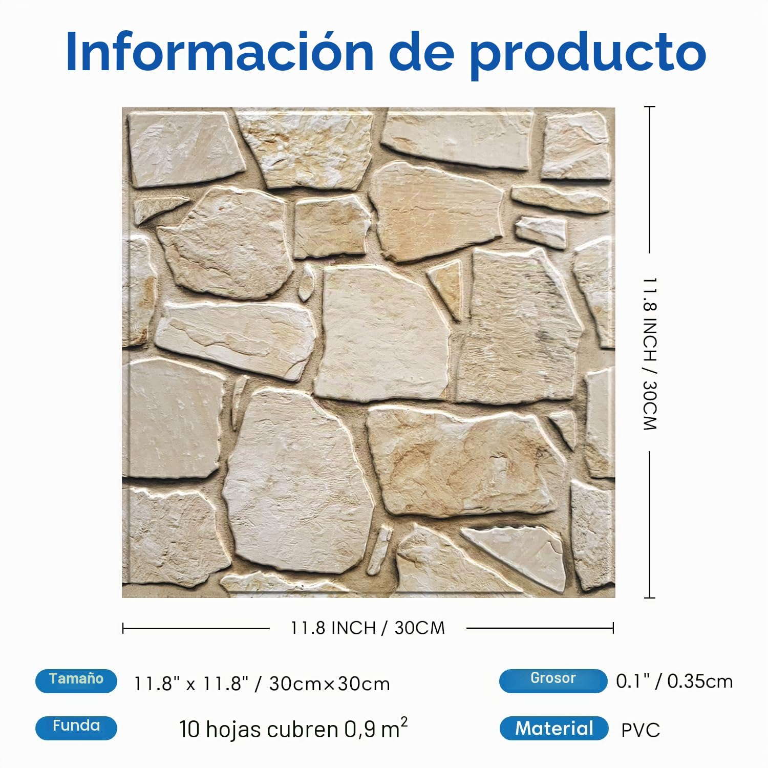 COMSTICKC Paneles de Pared 3D Autoadhesivo de Piedra, 10 Piezas 30 x 30 cm, 3D Papel Pintado, PVC Decorativo Panel de Pared de Ladrillo Adhesivos para Salón Oficina Cocina (Marrón Claro)