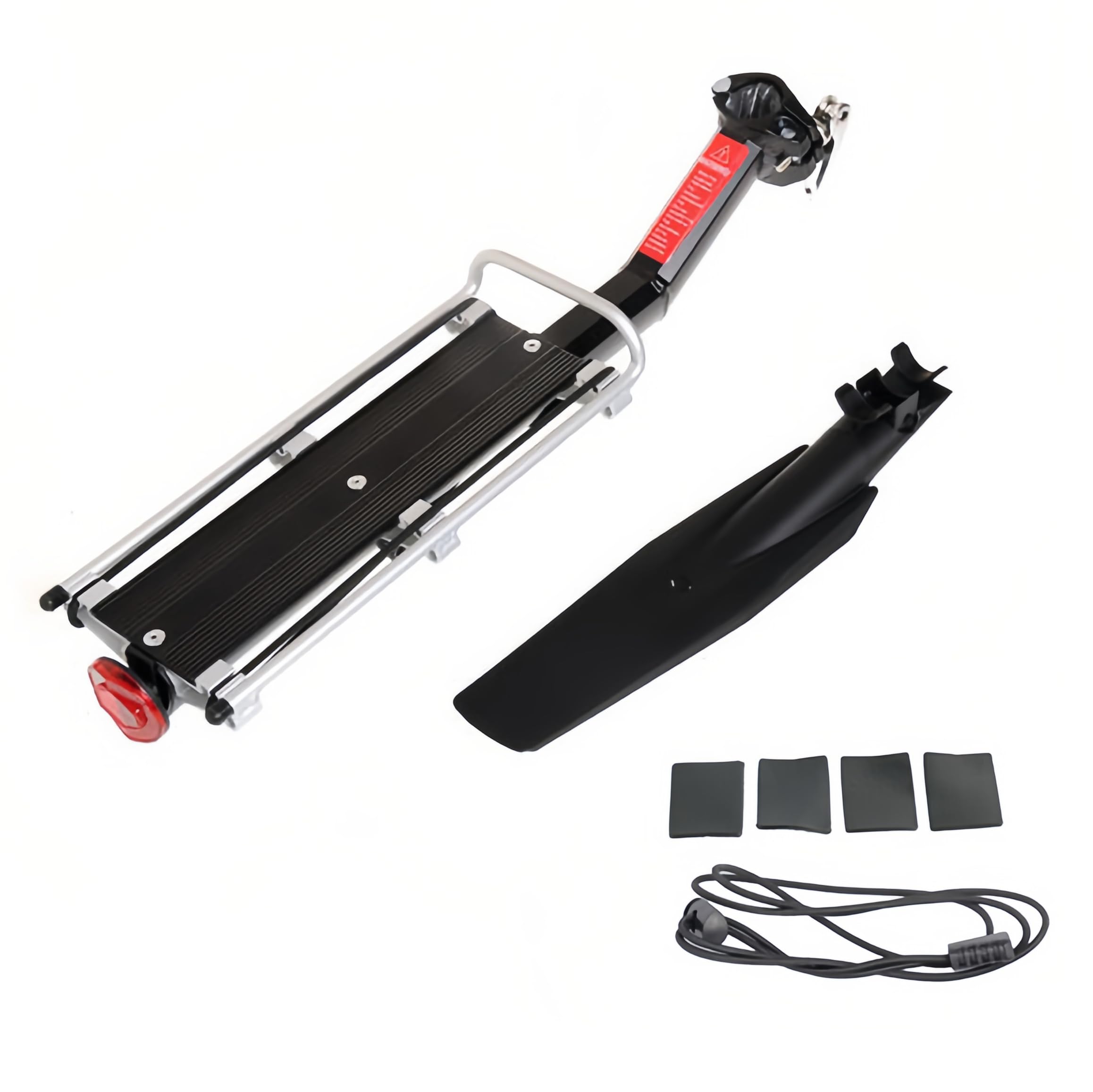 Chesoon Portabultos de Bicicleta Aleación de Aluminio Portabultos de Bicicleta con Guardabarros, Reflector y Correa Elástica Capacidad 20lbs/9kgs