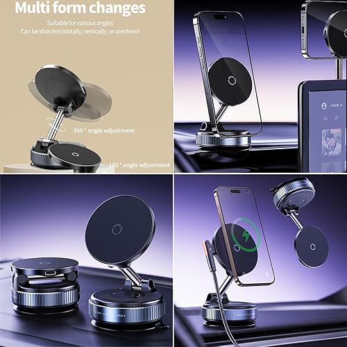Miniatura 2 de Cargador inalámbrico para teléfono MagSafe, soporte de teléfono con ventosa ajustable de 360 para salpicaderoparabrisas, compatible con iPhone serie