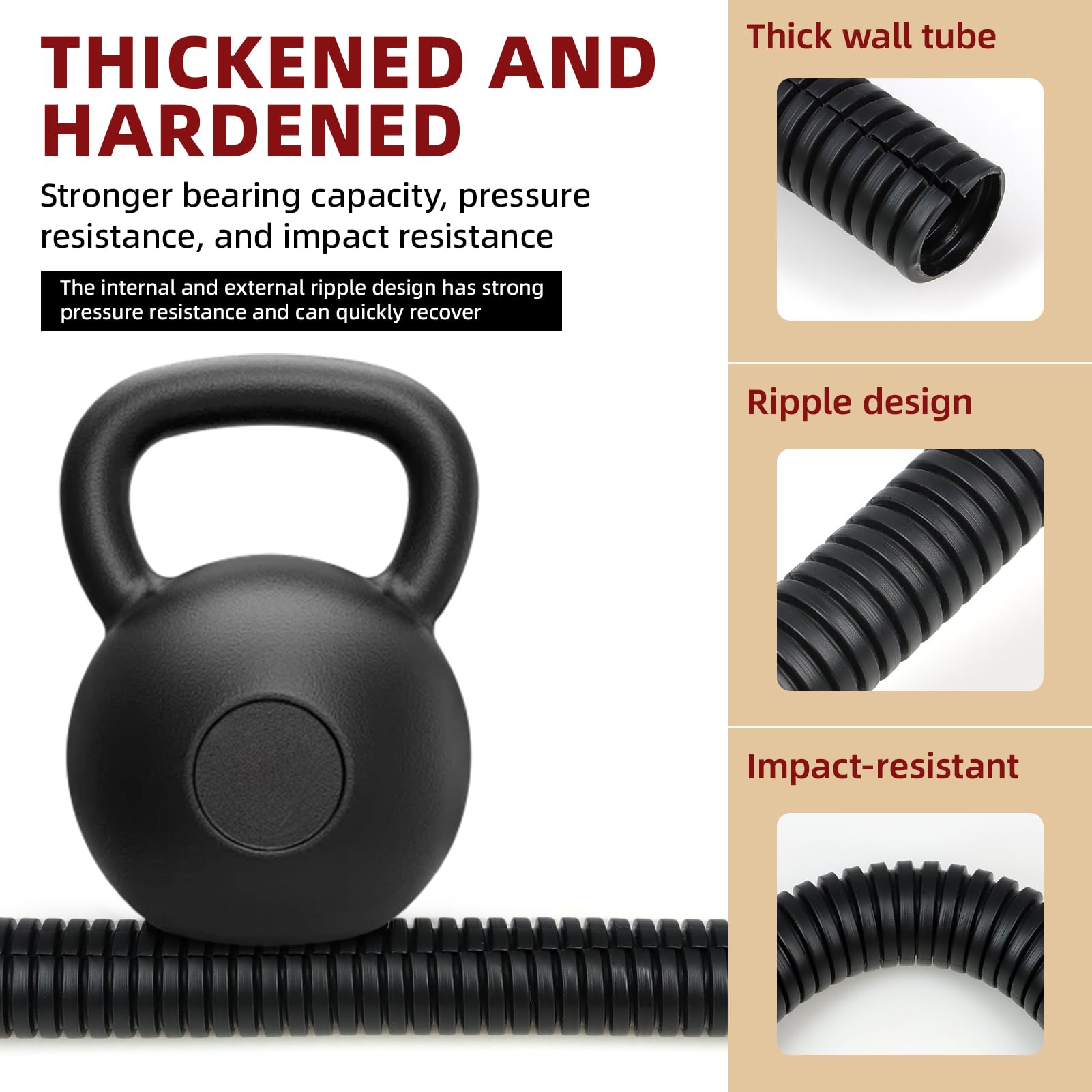 Tubo de telar de alambre dividido, protector de cable flexible para cableado automotriz, cine en casa, gestión industrial de cables (negro, 34,5 mm) - 10 pies